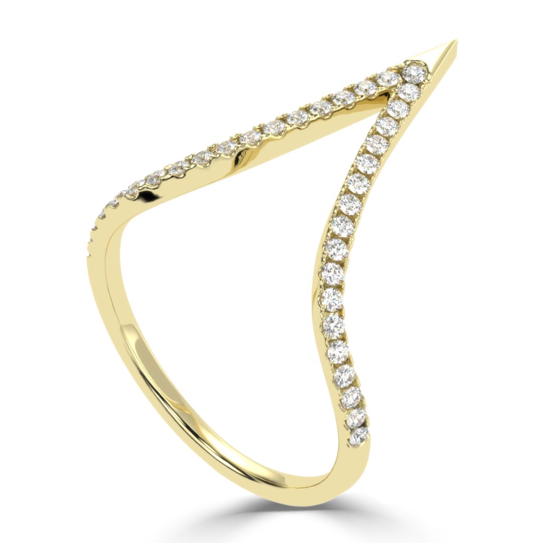 Geometric glam: Lab-grown diamond band in a chic chevron design.

