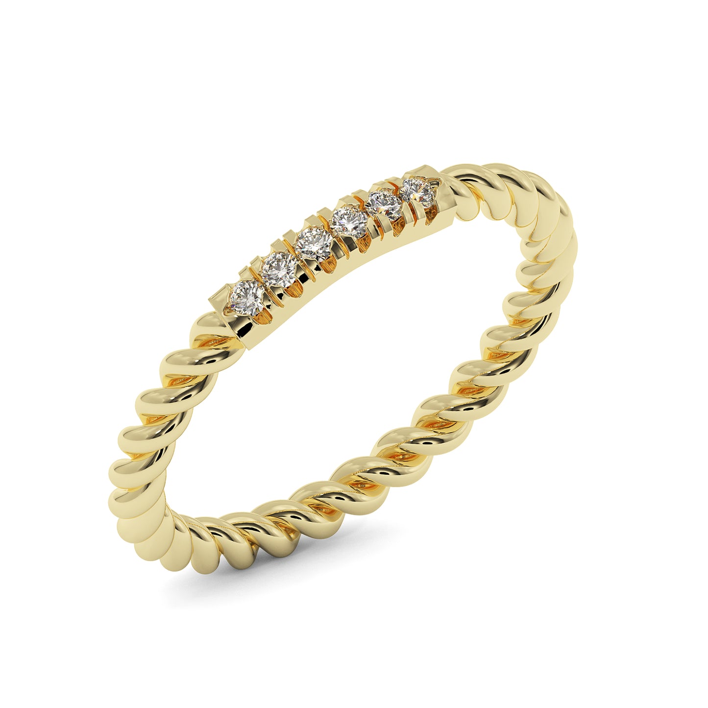 Sparkling movement: Diamond accent band in a stunning twisted design.