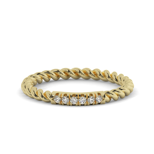 Twists on tradition: Diamond accent band with a modern design.

