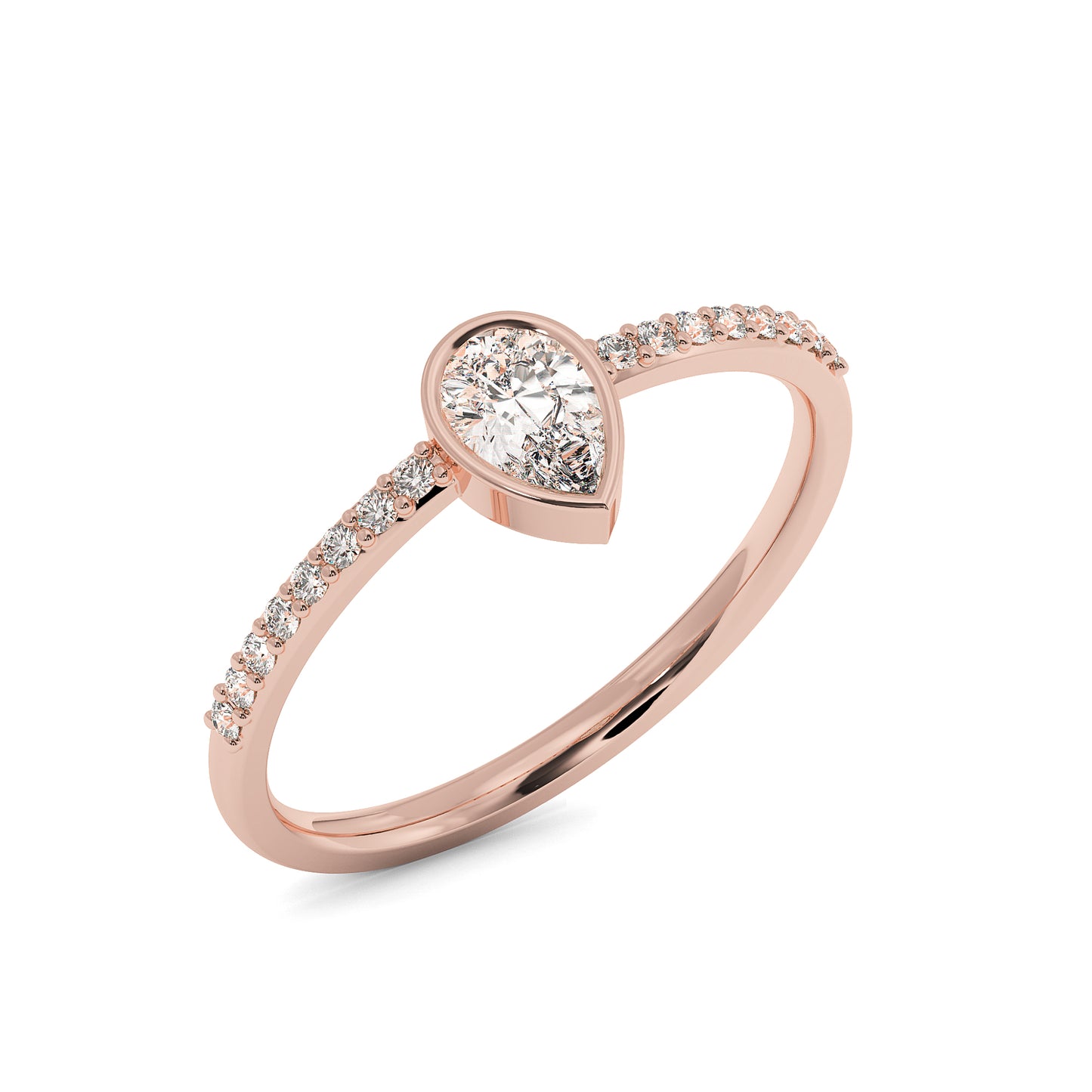 Pear Solitaire in Pave Band