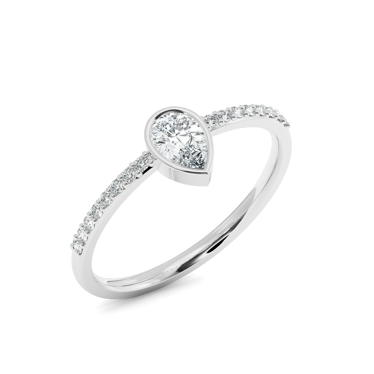 Pear Solitaire in Pave Band