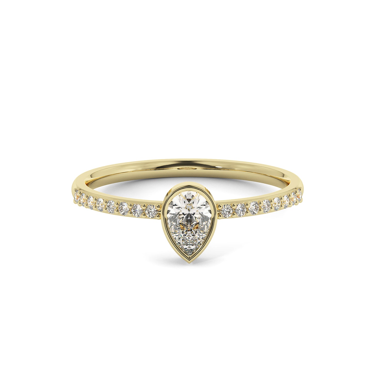 Pear Solitaire in Pave Band